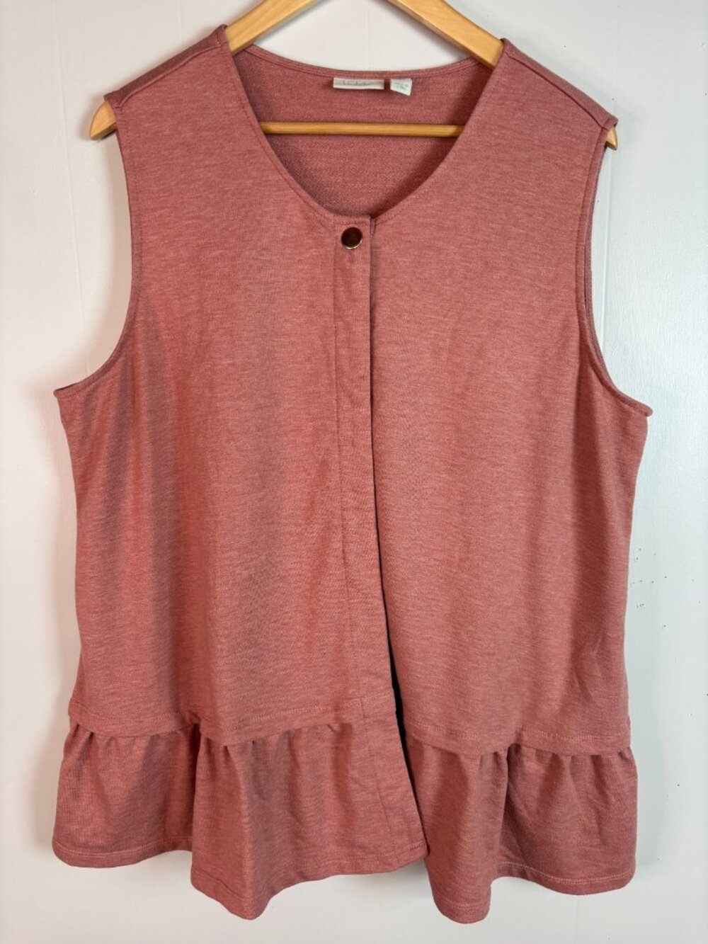 Lori Goldstein LOGO Lounge Vest Top XL Terracotta Ruffle Hem French Terry